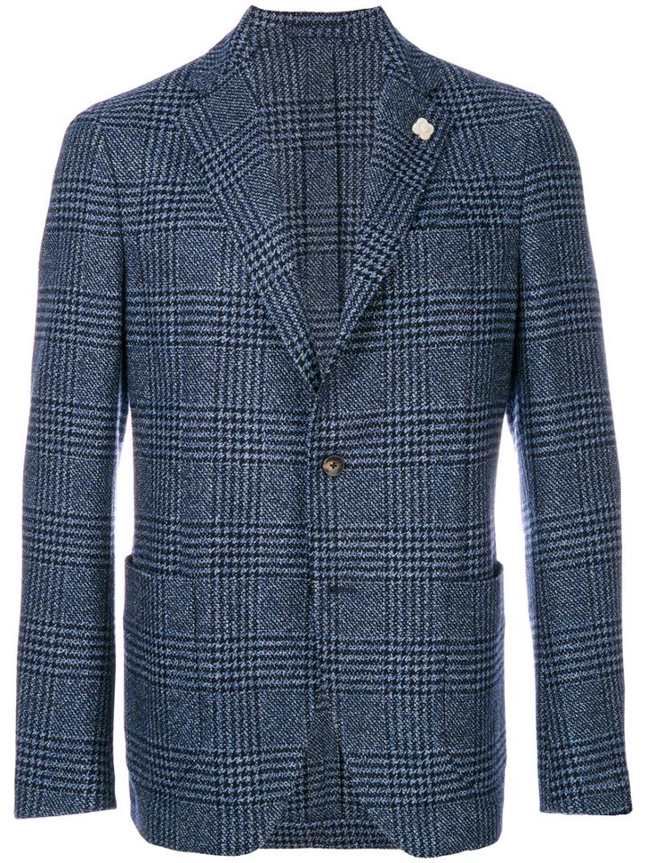 Lardini - Checked Two Button Blazer - Men - Polyester/wool - 52, Blue, Polyester/wool