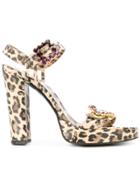 Dolce & Gabbana Vintage Leopard Print Sandals - Brown