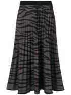 Ssheena Zebra Print Pleated Skirt - Grey