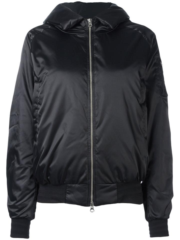 Adidas Originals Hooded Bomber Jacket, Women's, Size: 42, Black, Polyester