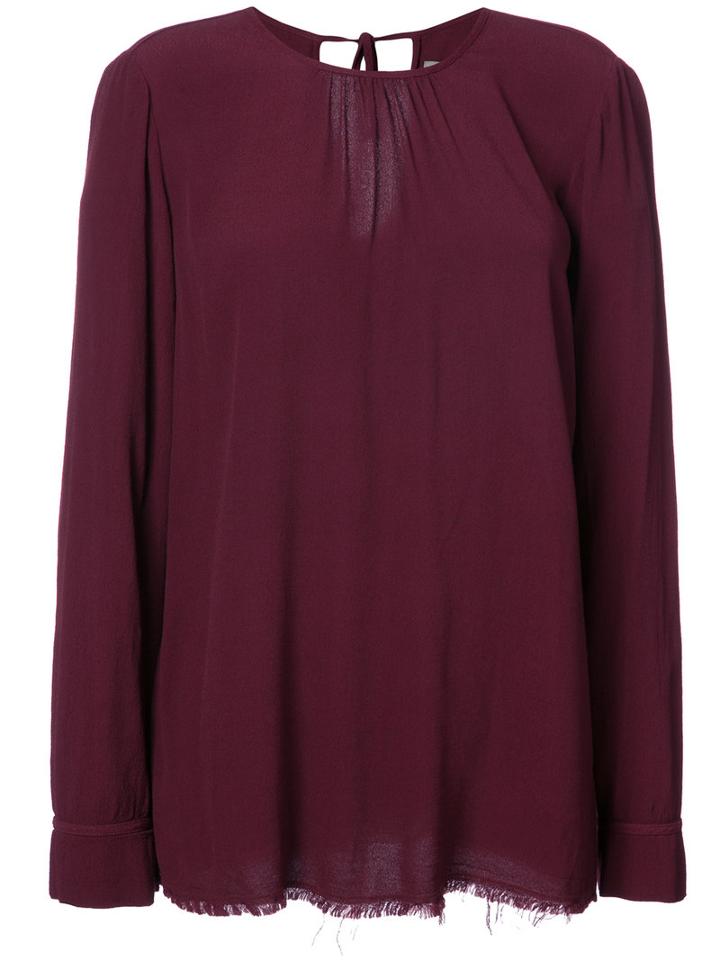 Raquel Allegra - Raw Edge Long Sleeve Blouse - Women - Rayon - 2, Pink/purple, Rayon