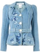 Christian Dior Vintage Embroidered Denim Fitted Jacket