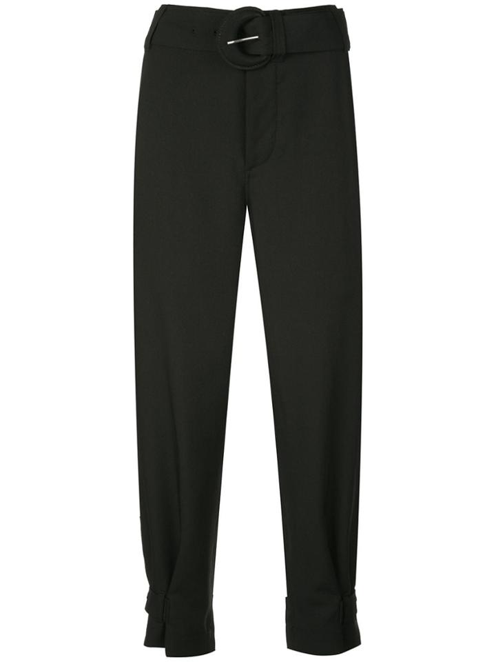 Proenza Schouler White Label Rumpled Pique Belted Pants - Black
