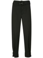 Proenza Schouler White Label Rumpled Pique Belted Pants - Black