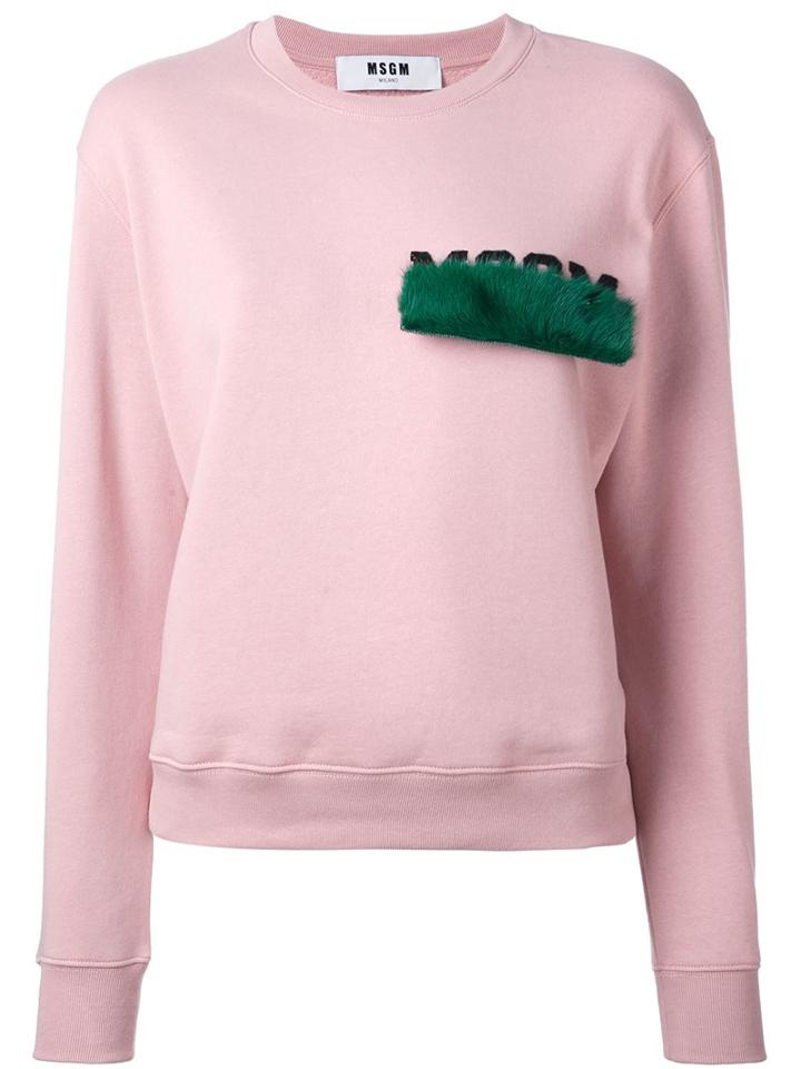 Msgm Hidden Logo Sweatshirt, Women's, Size: Xl, Pink/purple, Cotton/mink Fur