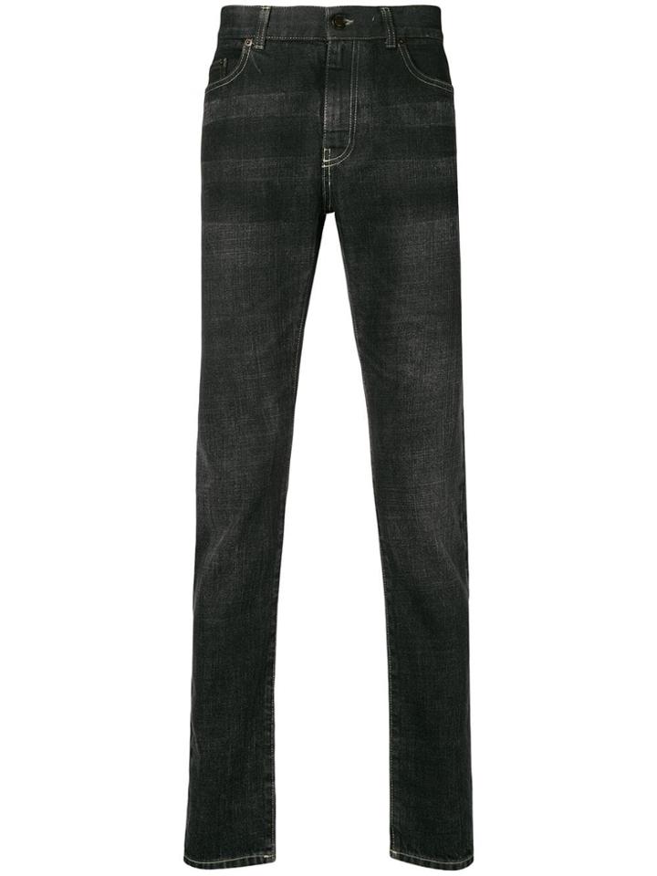 Saint Laurent Faded Slim Fit Jeans - Black