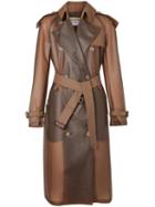 Burberry Leather Detail Showerproof Trench Coat - Brown