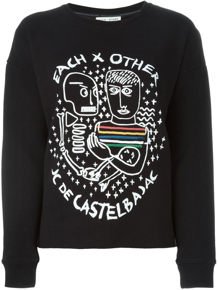 Each X Other Illustration Print Sweatshirt, Women's, Size: L, Black, Cotton