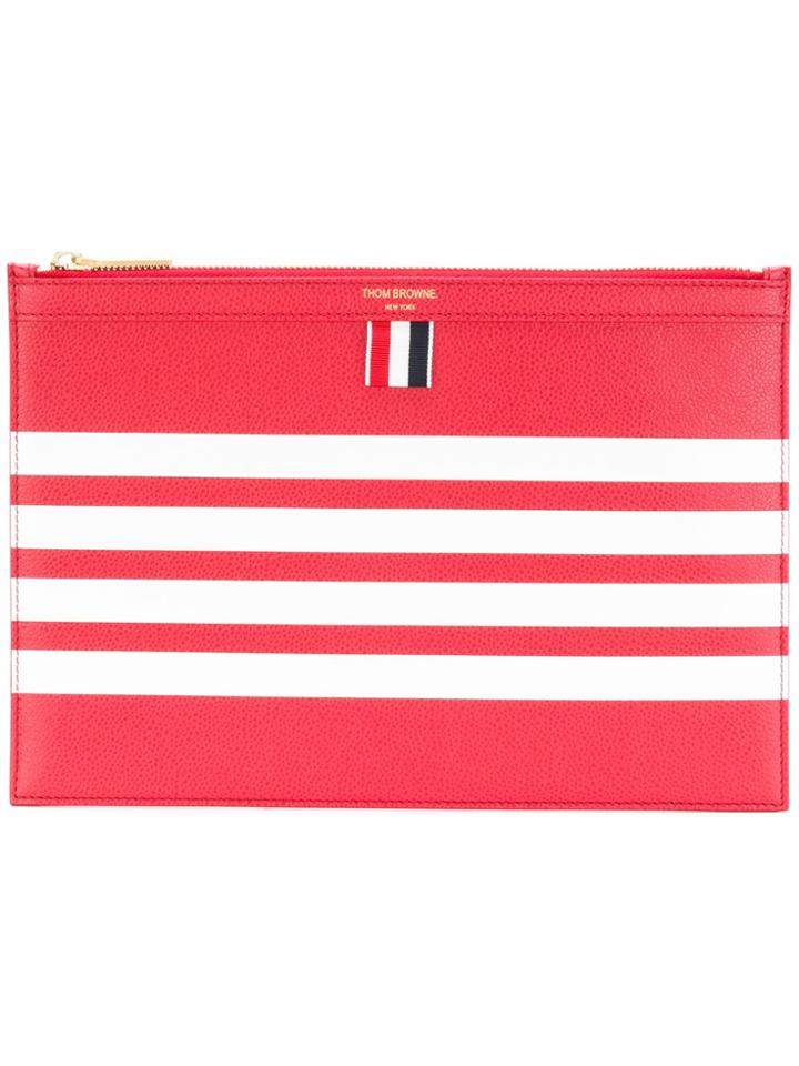 Thom Browne 4-bar Stripe Leather Tablet Holder - Red