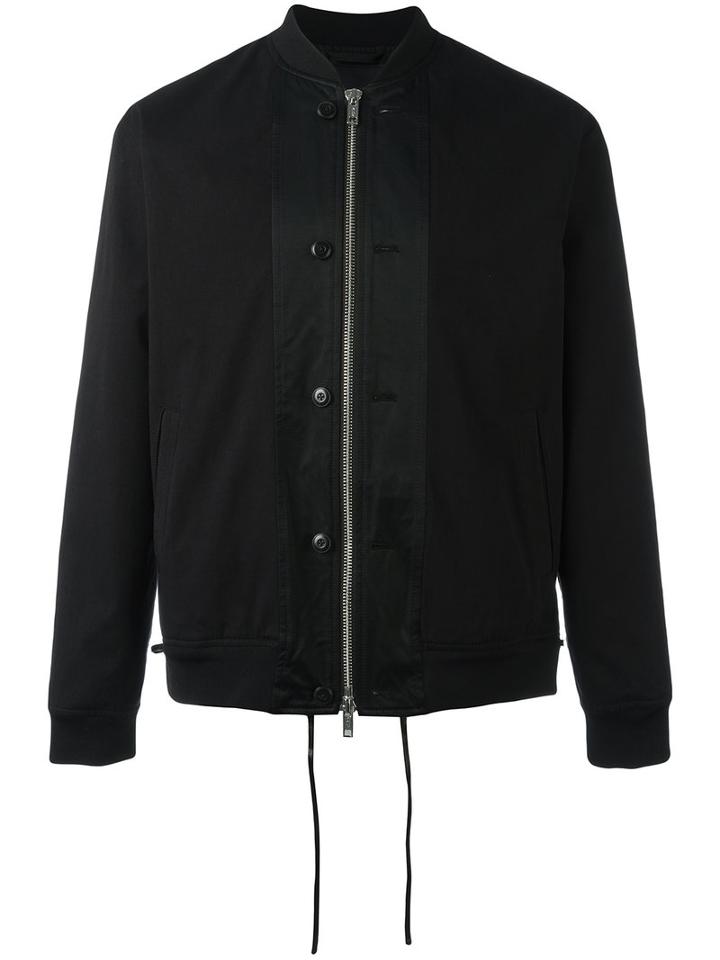3.1 Phillip Lim Zipped Bomber Jacket, Men's, Size: Small, Black, Cotton/polyester/cupro