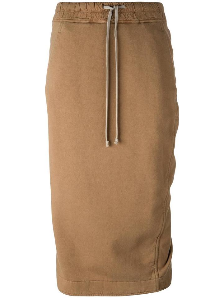 Drawstring Pencil Skirt, Women's, Size: Xs, Brown, Cotton, Rick Owens Drkshdw