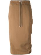 Drawstring Pencil Skirt, Women's, Size: Xs, Brown, Cotton, Rick Owens Drkshdw
