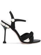 Miu Miu Embellished Knot-front Sandals - Black