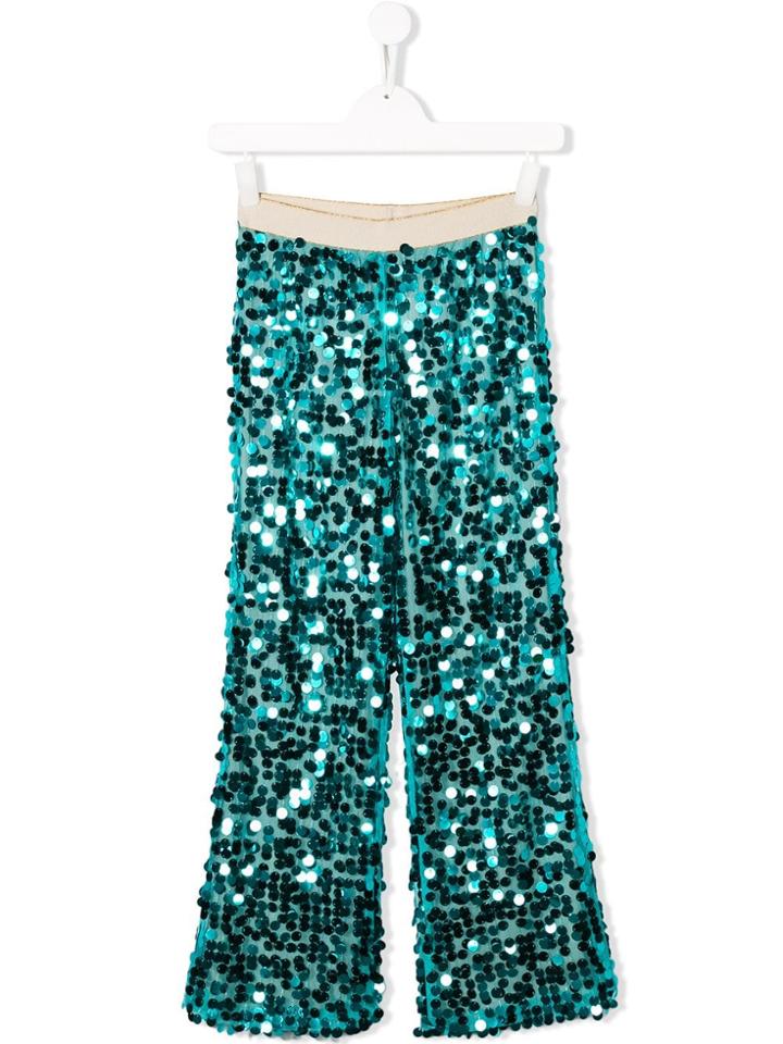 La Stupenderia Sequinned Wide Leg Trousers - Blue