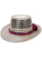 Yosuzi - Adina Lunar Diety Pom Pom Hat - Women - Cotton/straw - M, Nude/neutrals, Cotton/straw