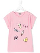 Karl Lagerfeld Kids Multi Patch T-shirt, Girl's, Size: 14 Yrs, Pink/purple