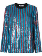 Msgm Sequin Striped Sweater - Blue