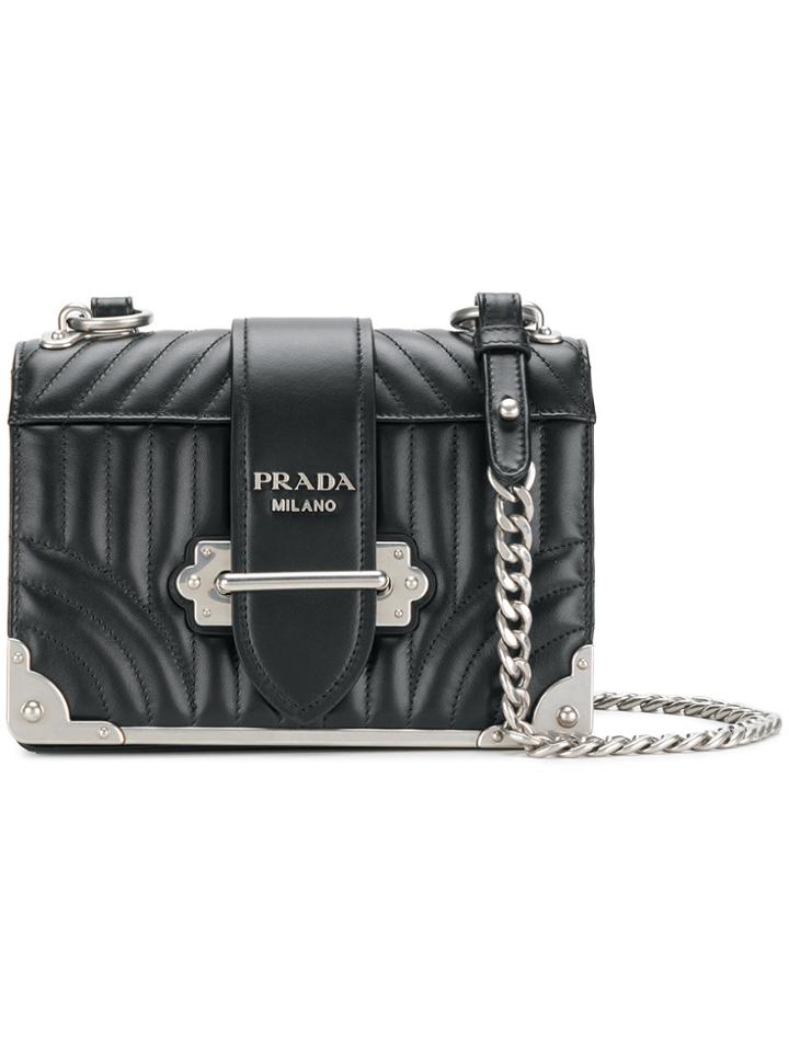 Prada Cahier Quilted Shoulder Bag - Black