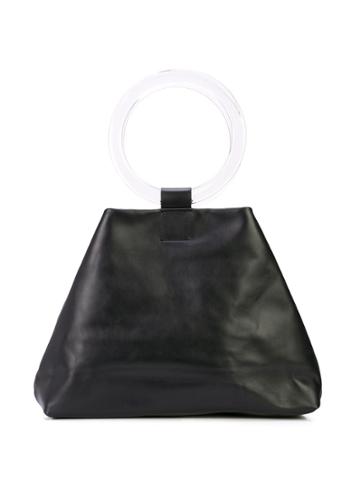 Modern Weaving Circle-handle Slouch Bag - Black