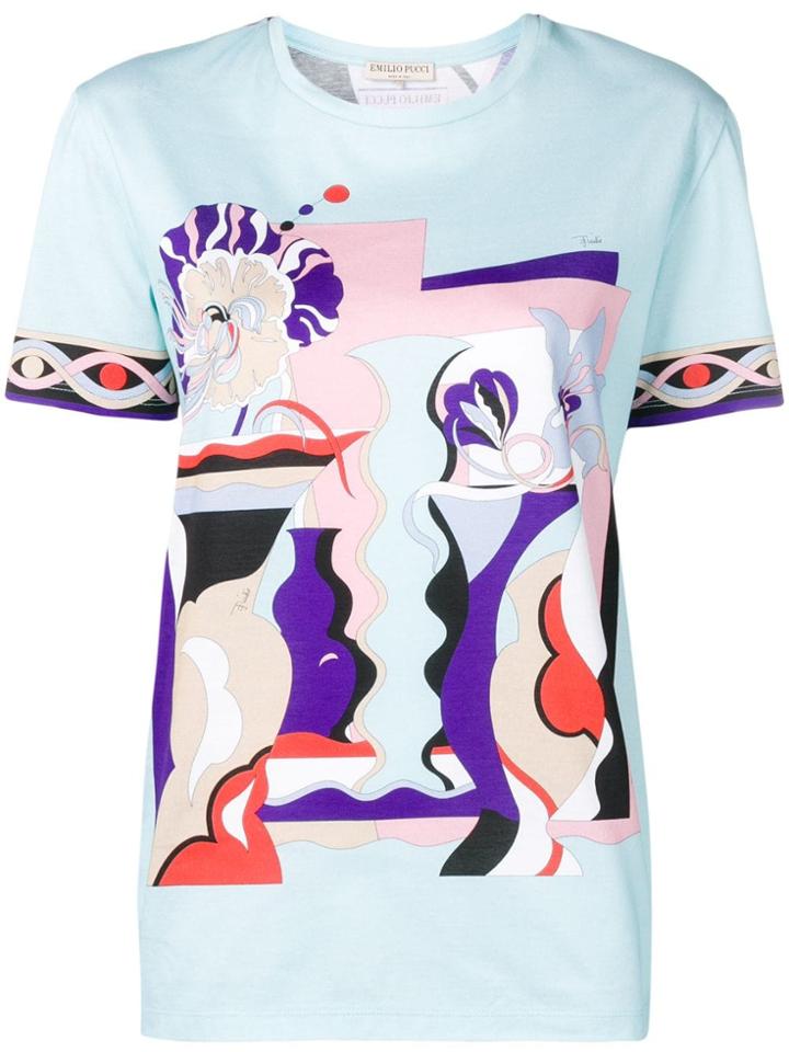 Emilio Pucci Multicoloured Print T-shirt - Blue