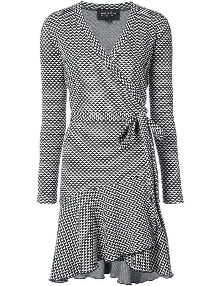 Nicole Miller Geometric Print Wrap Dress - Black