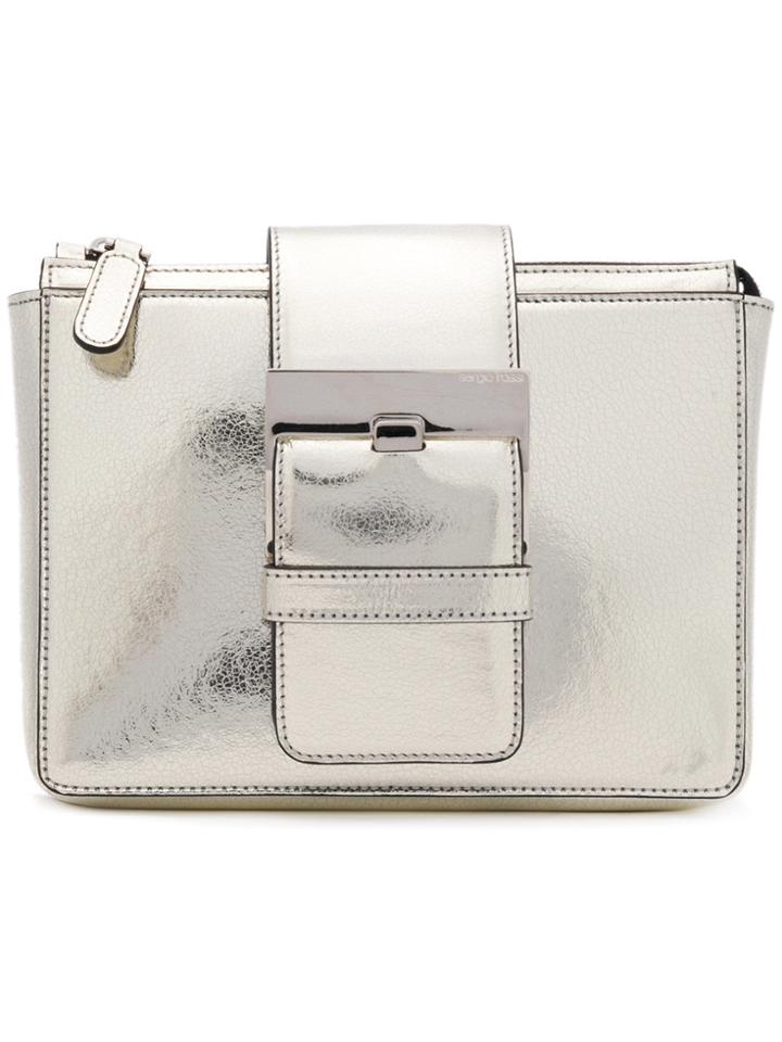 Sergio Rossi Foldover-buckle Clutch - Metallic