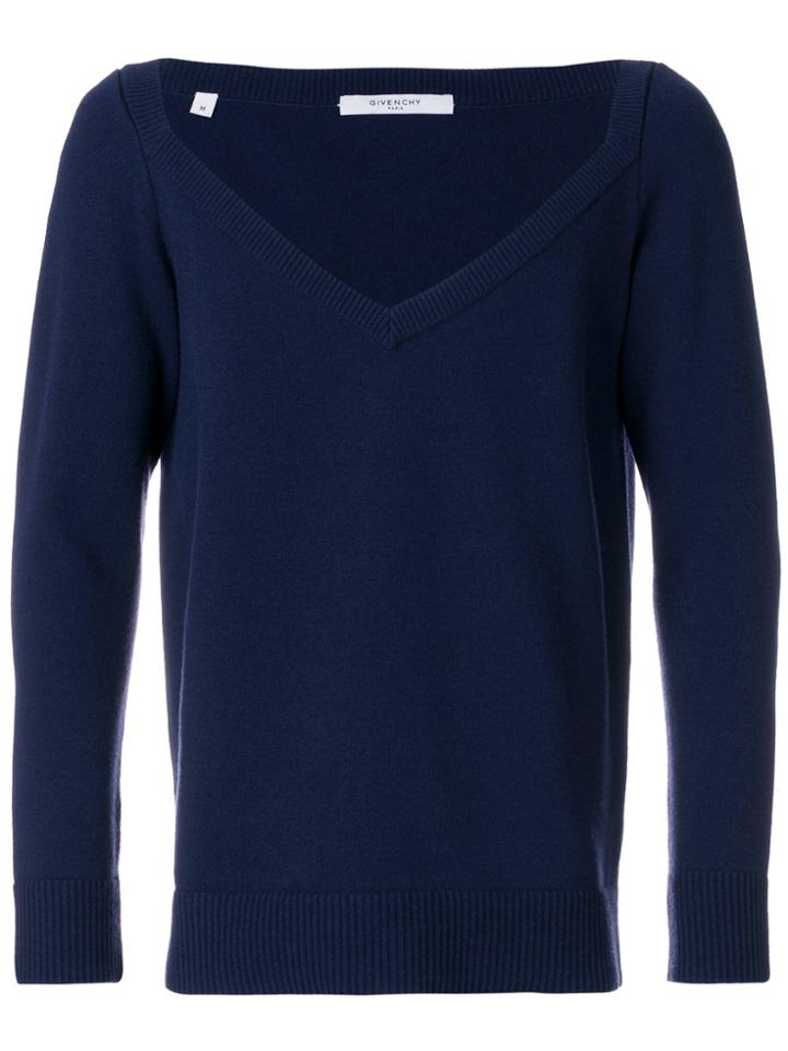 Givenchy Dipped Neck Sweater - Blue