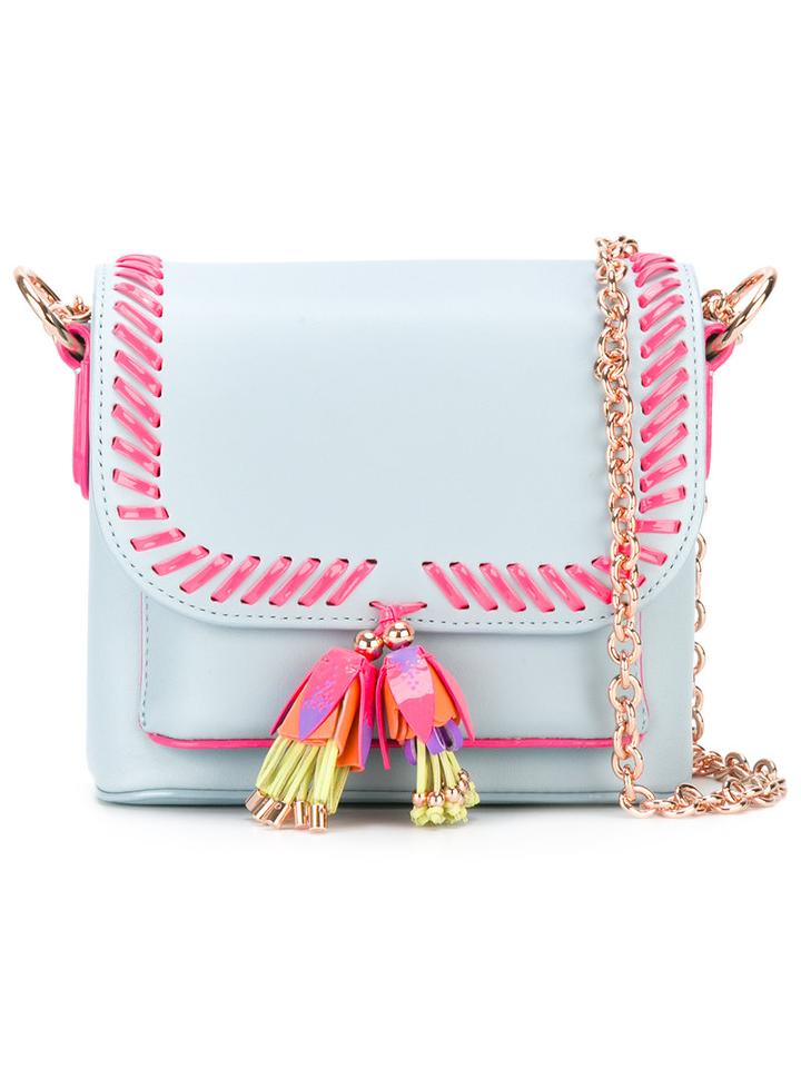 Sophia Webster Whipstitch Trim Cross Body Bag, Women's, Blue, Leather