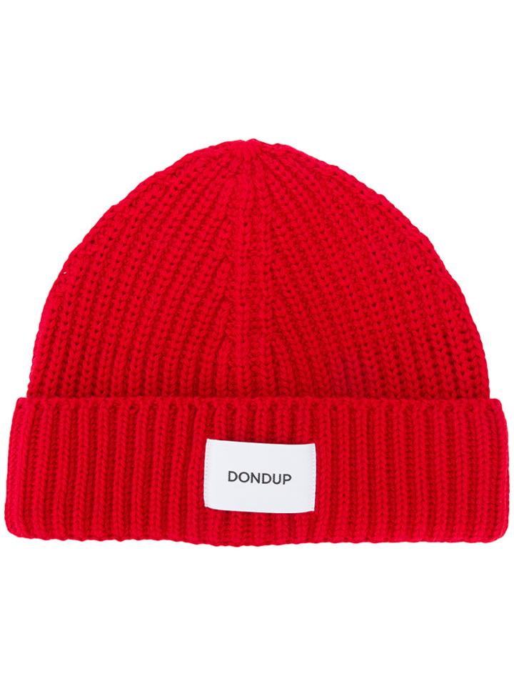 Dondup Logo Patch Beanie - Red