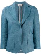 Kiltie Slit Cuffs Blazer - Blue