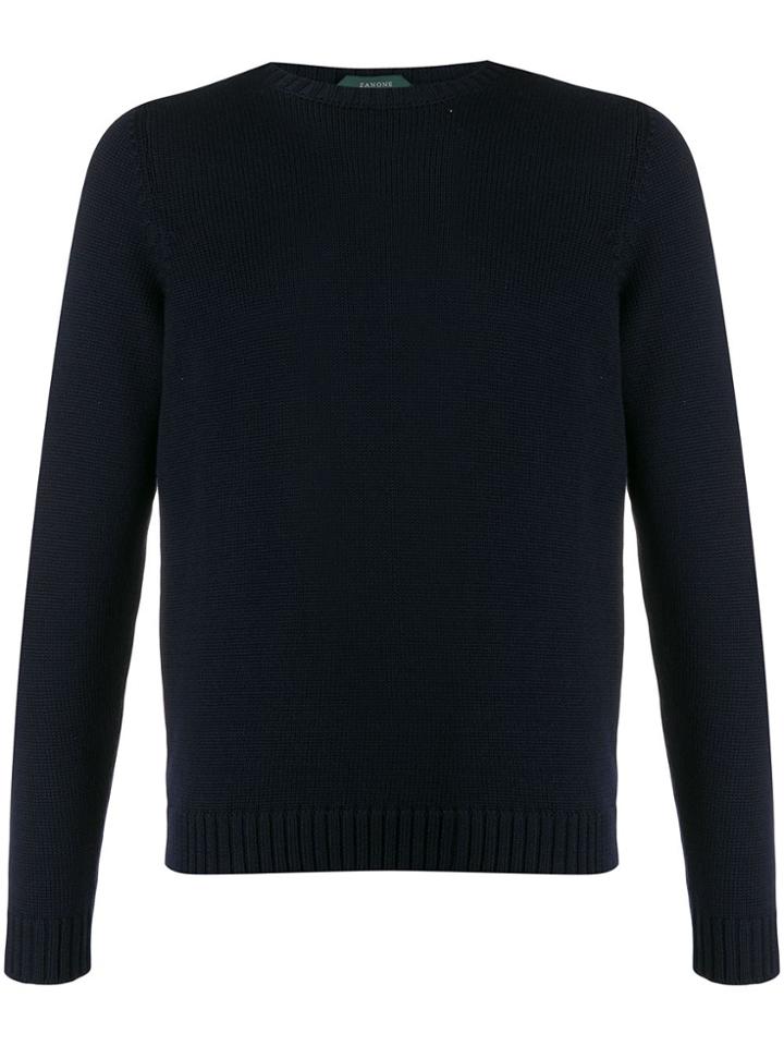 Zanone Knit Crew Neck Jumper - Blue