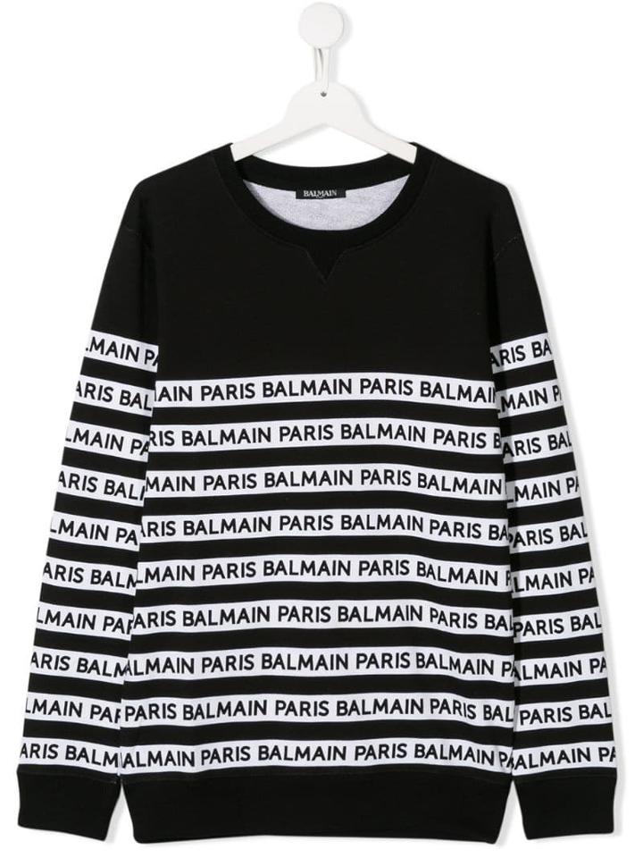 Balmain Kids Logo Striped Sweatshirt - Black