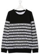 Balmain Kids Logo Striped Sweatshirt - Black