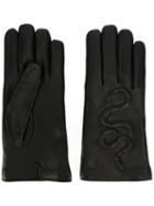 Gucci Snake Embossed Gloves, Men's, Size: 8, Black, Lamb Skin/cashmere