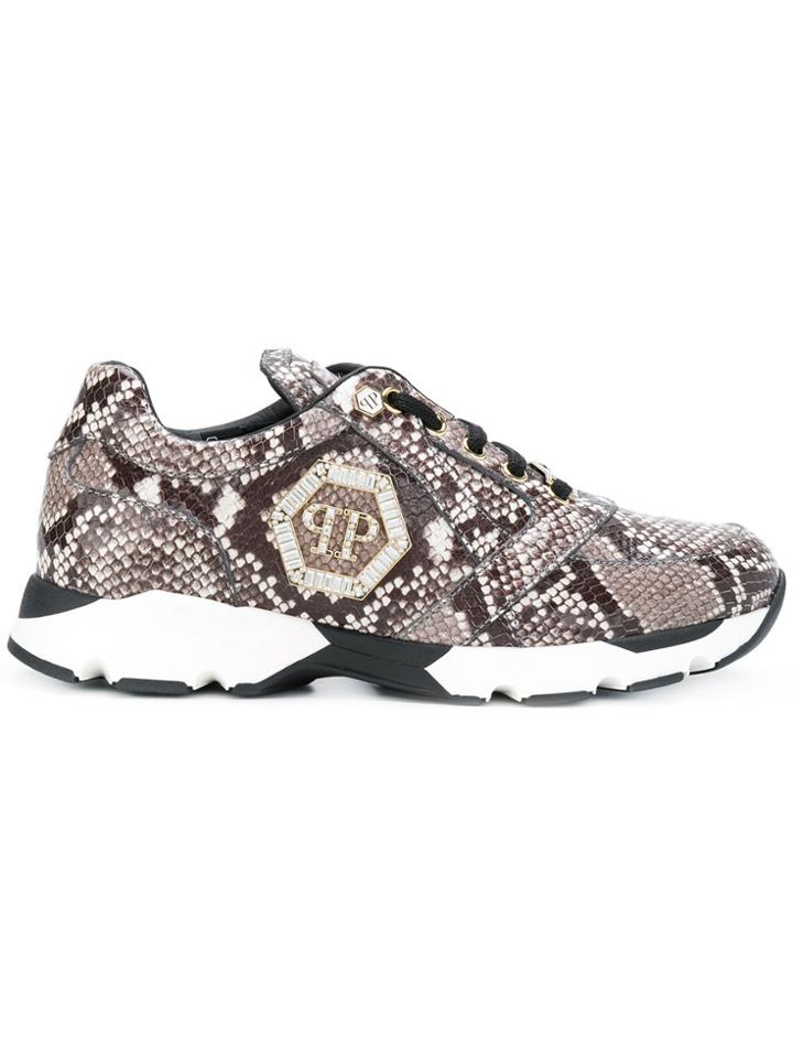 Philipp Plein Bryan Snakeskin Sneakers - Grey
