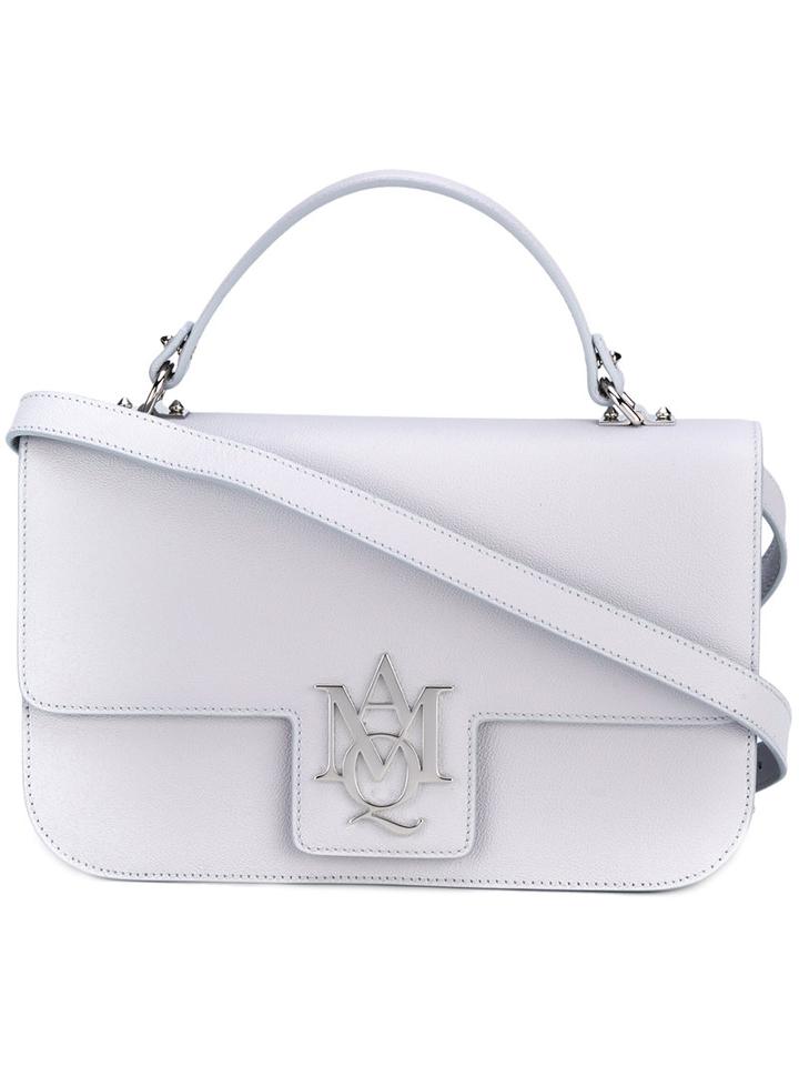 Alexander Mcqueen Insignia Satchel Bag, Women's, Grey, Leather/metal (other)