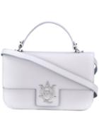 Alexander Mcqueen Insignia Satchel Bag, Women's, Grey, Leather/metal (other)