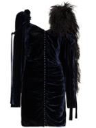 Magda Butrym Feather Boa Velvet Mini Dress - Blue