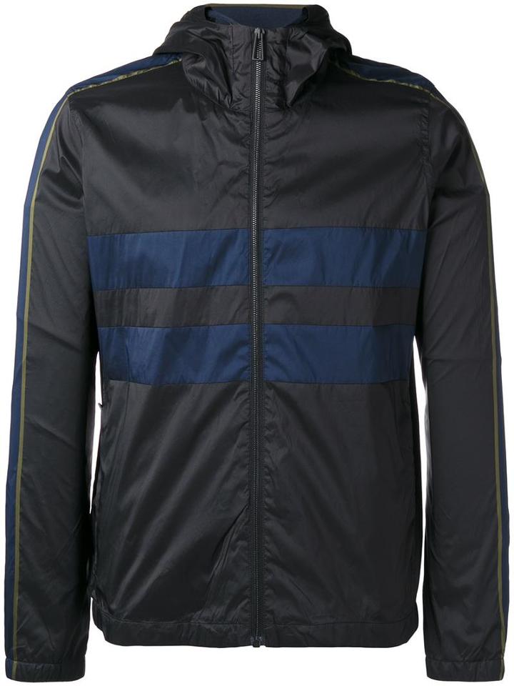 Ps By Paul Smith Striped Detail Hooded Jacket, Men's, Size: Large, Black, Nylon/polyester