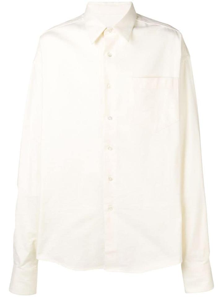 Ami Paris Oversize Long Sleeve Shirt With Chest Pocket - White