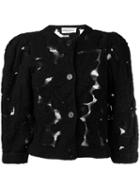 Sonia Rykiel Sheer Detail Cropped Jacket, Women's, Size: Large, Black, Cotton/polyamide/polyester