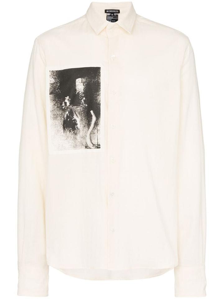 Ann Demeulemeester Printed Patch Shirt - Neutrals