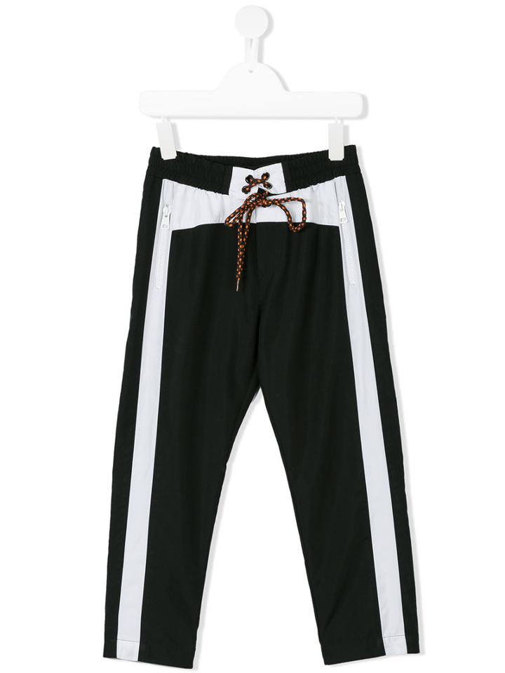 Msgm Kids - Contrast Stripe Sporty Trousers - Kids - Polyester - 10 Yrs, Black