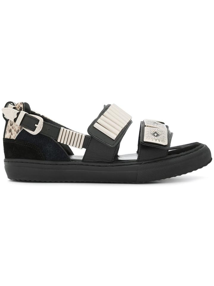 Toga Metallic Touch Strap Sandals - Black