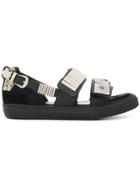 Toga Metallic Touch Strap Sandals - Black