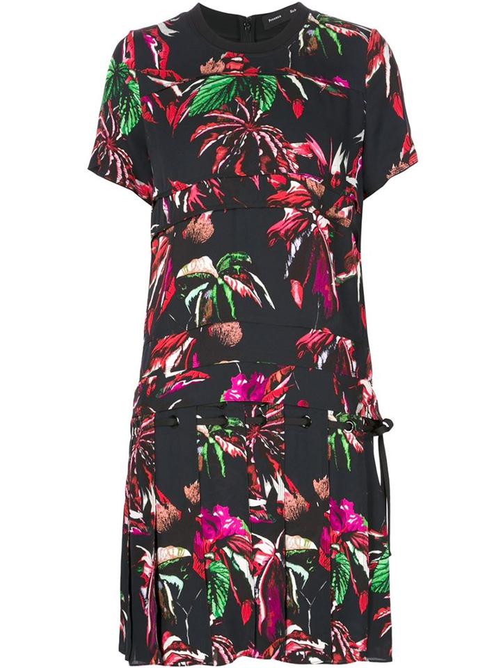Proenza Schouler Floral Shift Dress, Women's, Size: 8, Black, Silk