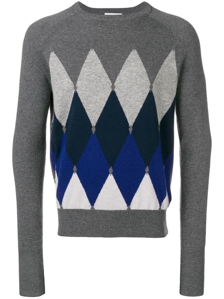 Ballantyne Argyle Pattern Jumper - Grey