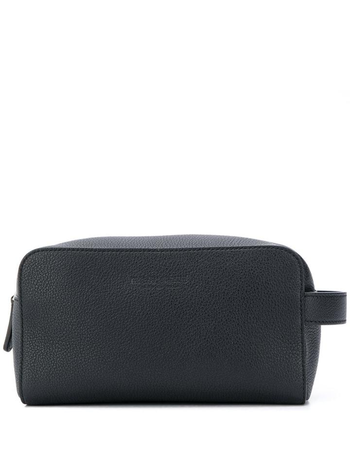 Giorgio Armani Leather Wash Bag - Black