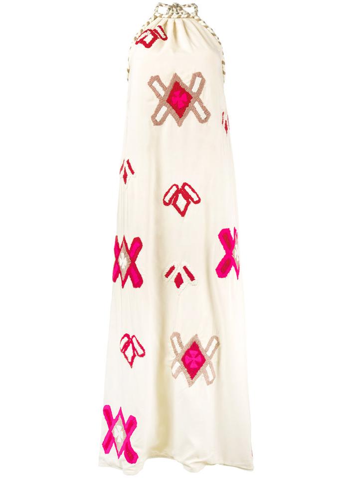Mochi - Lila Embroidered Dress - Women - Silk/wool - L, Nude/neutrals, Silk/wool