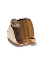 Pomellato 18kt Rose Gold Ritratto Tiger Eye And Diamond Ring - Orange